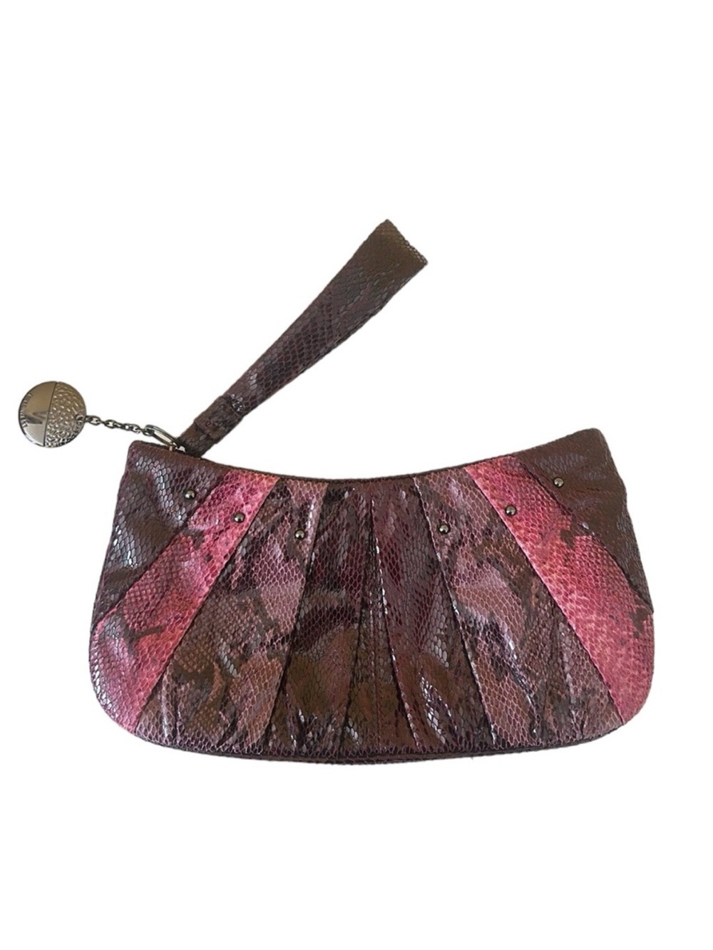 Nine West Faux Reptile Clutch Wristlet Bordeaux  Purple Ombré Party Night Out